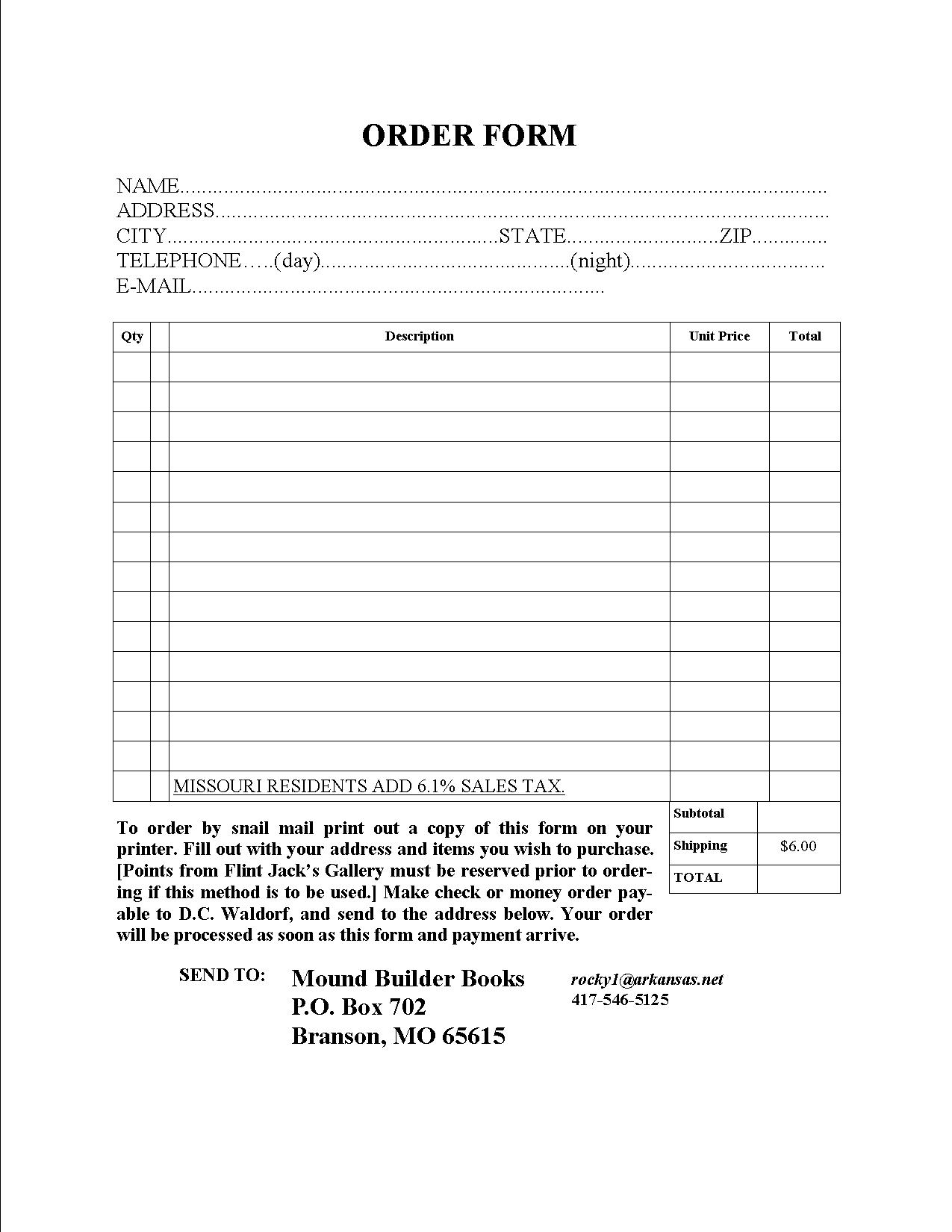 Printable Order Form - Click Image to Close